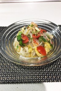 ナスと夏野菜の冷製白滝パスタ☆ダイエット