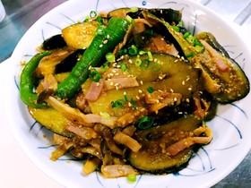 なすとししとうの味噌オイスター炒め♪
