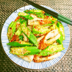 簡単5分♡ちくわとオクラの胡麻おかか和え