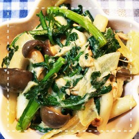 簡単!春菊としめじの醤油ツナマヨ炒め