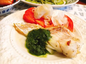 ジェノベーゼソースで白身魚のムニエル♡