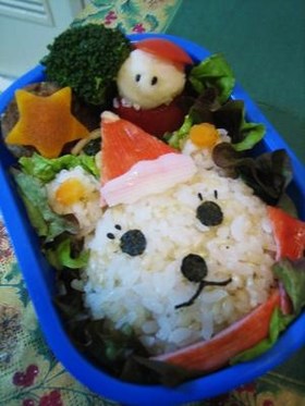 キャラ弁♪クリスマスの熊サンタ♪