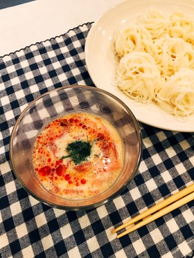 脱マンネリ!!豆乳トマトつゆそうめん