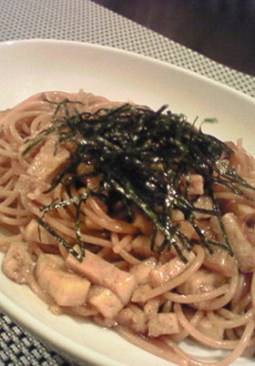 木綿(高野)豆腐の簡単和風醤油パスタ