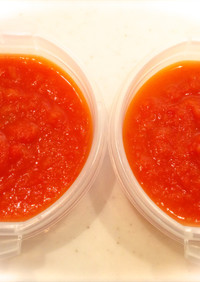 冷凍玉ねぎ絞り汁で無水トマトソースと保存