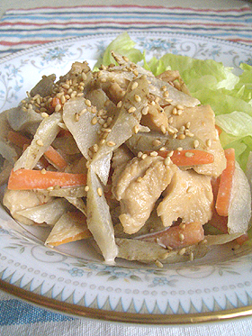 ごまゴボウ照りチキンサラダ