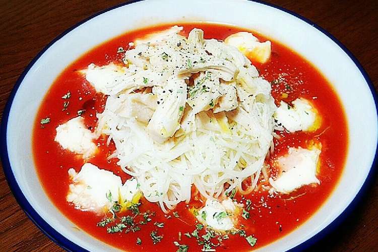 冷たいトマトスープそうめん レシピ 作り方 By あんぐーりあ クックパッド 簡単おいしいみんなのレシピが371万品