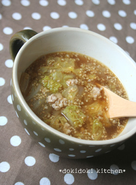白菜と豚ひき肉のピリ辛中華スープの画像