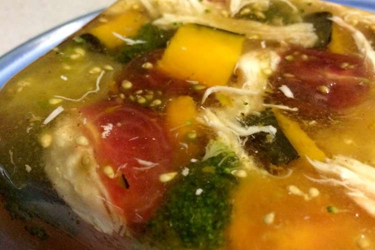 かぼちゃの煮物リメイク夏野菜とゼリー寄せ レシピ 作り方 By クックt6eq4k クックパッド