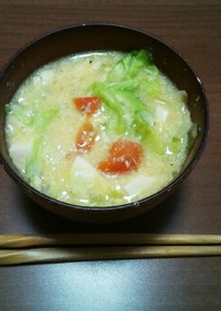 朝食に♡トマ・たま・レタススープ