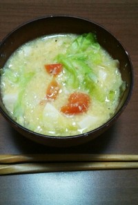 朝食に♡トマ・たま・レタススープ