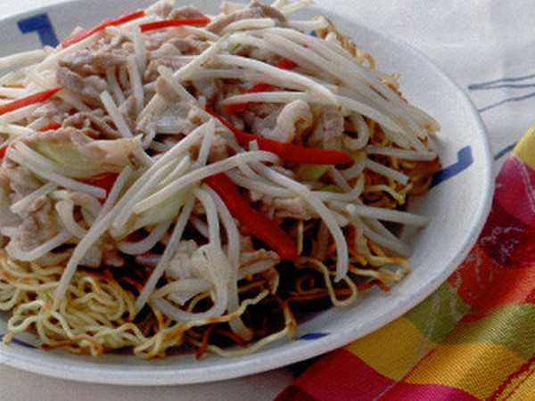 豚肉ともやしのあんかけ焼きそば