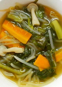 簡単♪ニラ もやしと小松菜の中華スープ！