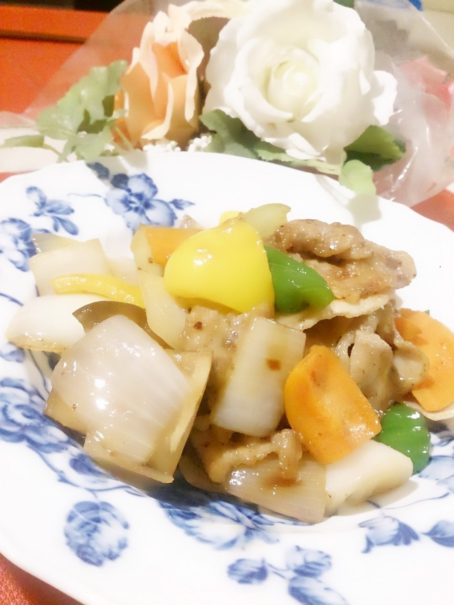 ｶﾘｶﾘ豚肉と夏野菜の甘酢炒め～✴の画像