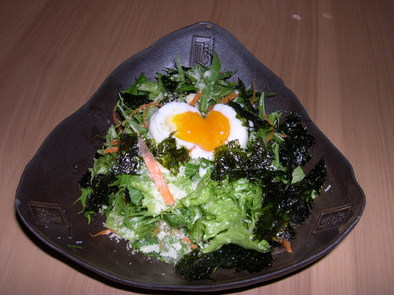 水菜と韓国海苔のサラダ風の写真