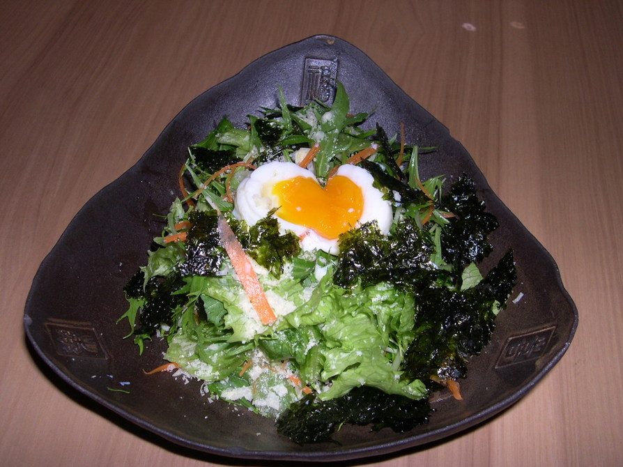 水菜と韓国海苔のサラダ風の画像