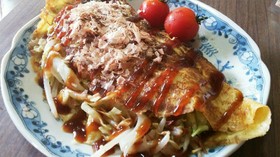 キャベツとコンビーフのオムレツ