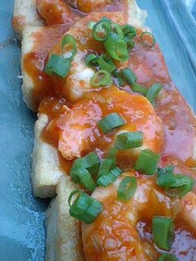 豆腐ステーキ☆えびチリソース
