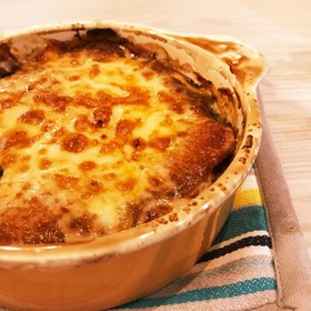 玉ねぎと海苔の佃煮のグラタン