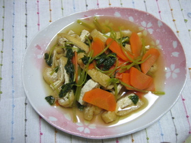 めんつゆで三つ葉と油揚げの煮びたし♪♪