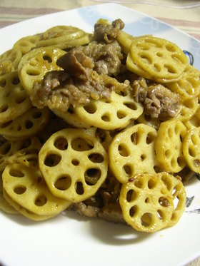 レンコンと牛肉炒め*甘辛カレー味
