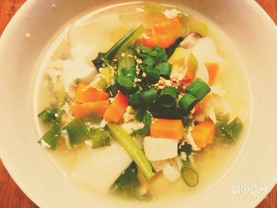 ☆野菜たっぷり☆ワンタンと押し麦のスープの画像