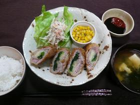 マッシュポテトとホウレン草のロールカツ