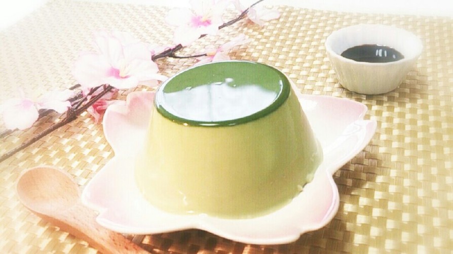 粉末緑茶で作るとろぷるプリンの画像