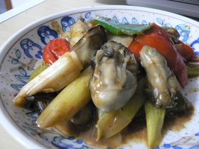 牡蠣の豆鼓醤炒め