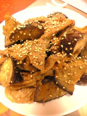 簡単ナスと豚の味噌炒め