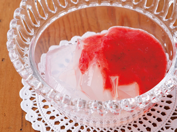 レモンかんのいちごピュレかけ