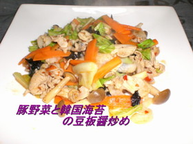 豚野菜と韓国海苔の豆板醤炒め