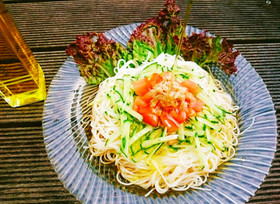 レモンオイルでサラダ素麺