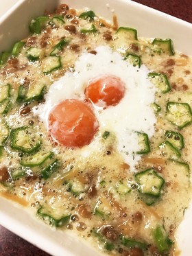 納豆とオクラと長芋となめ茸のサラダ!
