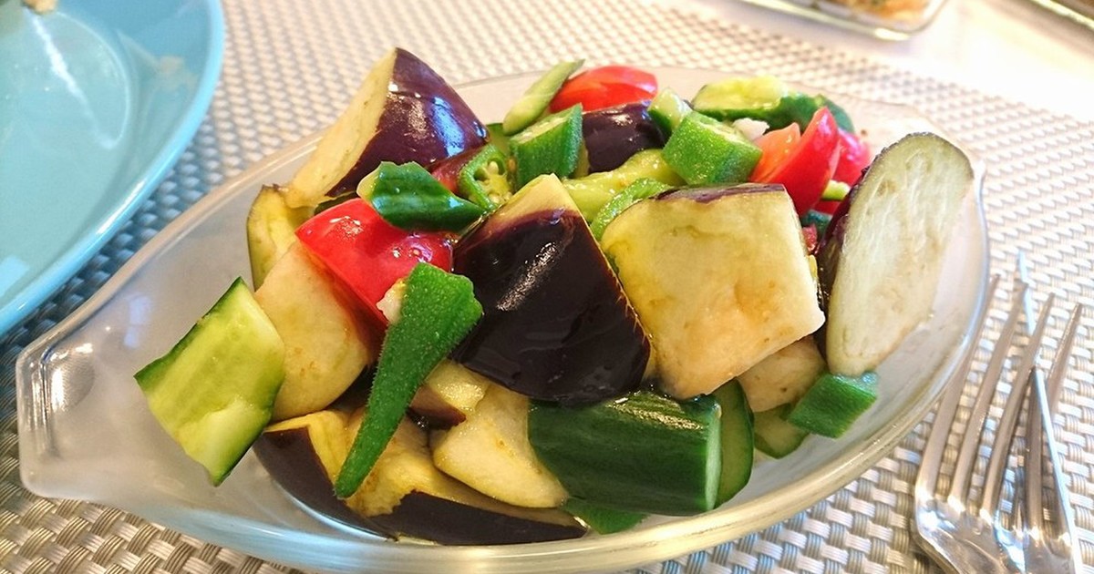 水ナスと夏野菜のごろごろマリネサラダ by ななえぐ 【クックパッド】 簡単おいしいみんなのレシピが315万品