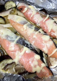 フライパン汚れない♫鮭チーズマヨホイル蒸