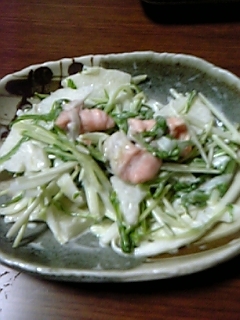 塩鮭と梨で☆水菜のサラダ風和え物の画像