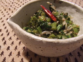大根の葉と野沢菜炒め