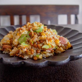 納豆レタス炒飯