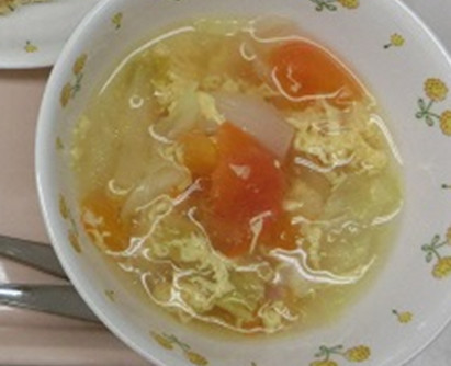 トマトと卵のスープ　★宇都宮学校給食の画像