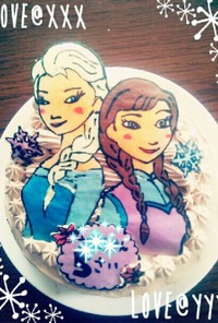アナとエルサのケーキ