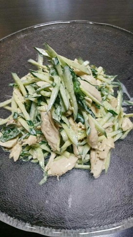鶏の笹身ときゅうりと大葉のわさびマヨ~❤