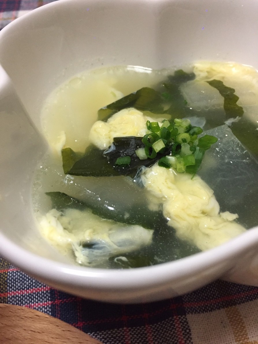 カットワカメと玉子の冬瓜入り中華スープの画像