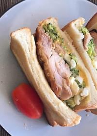 サンドイッチ簡単チキンとブロッコリー