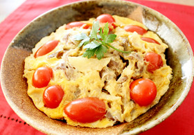 レンジで簡単うまい!トマト牛丼