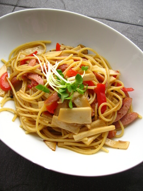 松茸のお吸い物de簡単キノコパスタ