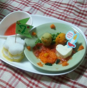 離乳食初期中期☆お祝いケーキ&あひる