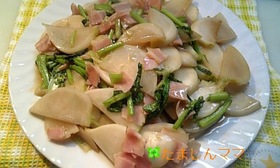 かぶとベーコンのオイマヨ炒め