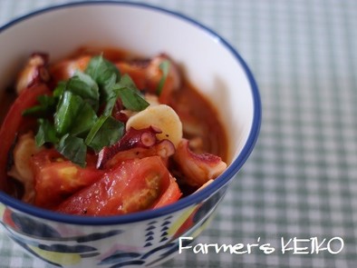 【農家のレシピ】トマトとタコのさっと煮　の写真