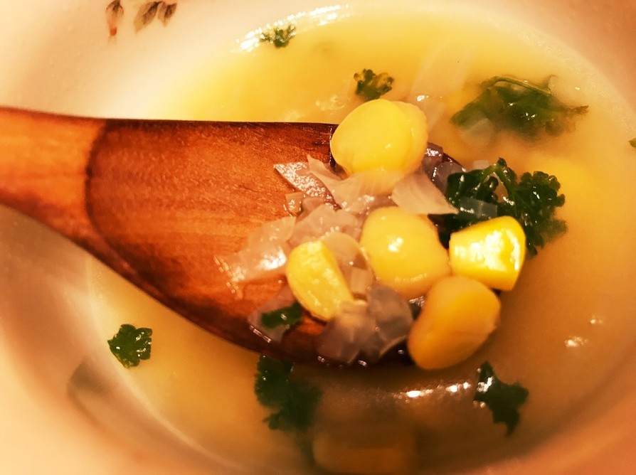 ひよこ豆とたまねぎのやさしいスープの画像